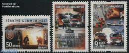 Türkiye 2015 Fire Brigade 3v, Mint NH, Sport - Transport - Mountains & Mountain Climbing - Automobiles - Fire Fighter.. - Altri & Non Classificati