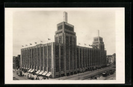 AK Berlin-Neukölln, Karstadt AG, Haus Am Hermannplatz Mit Strasse, Von Oben Gesehen  - Neukoelln