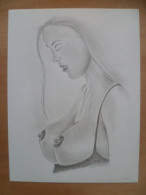 DESSIN ORIGINAL   24 X 32 Cm  NU FEMME SEXY  EROTIQUE   EROTIC   PIN UP - Dessins