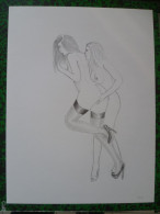 DESSIN ORIGINAL   24 X 32 Cm  NU FEMME SEXY  EROTIQUE   EROTIC   PIN UP - Dessins