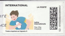 France 2024 - Sport Rugby, Timbre Imprimé Lettre International, Personalized Letter Max 20g. Laposte - On Paper Fragment - Used Stamps