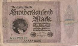 Reichbanknote. 100000 Mark. Série L . 00409124. Billet Ayant Servi. Voir Les Scans. Petit Prix - 100000 Mark