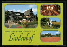 AK Bad Laer, Hotel-Restaurant Lindenhof Heinz Lückefahr, Innenansicht, Tennisplatz  - Bad Laer