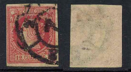 ESPAGNE / 1860 ISABELLE II # 49, 12 C. Carmin Sur Chamois Ob. / COTE 17.00 EUROS - Gebraucht