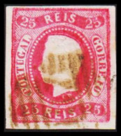 1866. PORTUGAL. Luis I. 25 REIS. Imperforated. Fine Stamp.  (Michel 20) - JF546757 - Usati