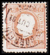 1879. PORTUGAL. Luis I. 15 REIS Perforated 12½.  (Michel 36B) - JF546771 - Usati