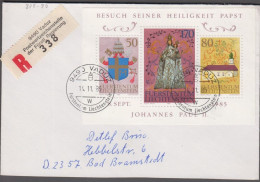 1985. LIECHTENSTEIN. PAPST JOHANNES PAUL II BLOCK VADUZ 14.11.1985.  (Michel BLOCK 12) - JF365100 - Lettres & Documents