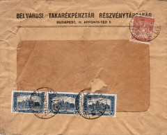 PERFORED,PERFORES,PERFINS,1923,COVER SOCIETY BELVAROSI TAKAREKPENZTAR BUDAPEST HUNGARY. - Perfin