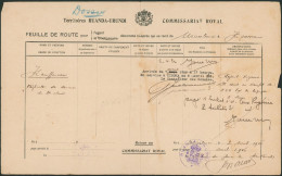 Territoires Ruanda-Urundi - Commissariat Royal : Feuille De Route De Usumbura > Kigoma (1926, Douanes). - Other & Unclassified