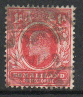 Somaliland Protectorate EVII 1909 1 Anna Red, Wmk. Multiple Crown CA, Used, SG 59 (BA2) - Somaliland (Protectorate ...-1959)