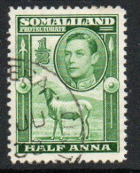 Somaliland Protectorate GVI 1938 Portrait Facing Left ½ Anna Green, Used, SG 93 (BA2) - Somaliland (Protectorate ...-1959)