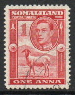 Somaliland Protectorate GVI 1938 Portrait Facing Left 1 Anna Scarlet, Used, SG 94 (BA2) - Somalilandia (Protectorado ...-1959)