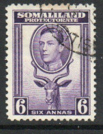 Somaliland Protectorate GVI 1938 Portrait Facing Left 6 Annas Violet, Used, SG 98 (BA2) - Somalilandia (Protectorado ...-1959)