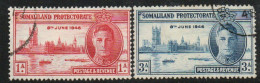 Somaliland Protectorate GVI 1946 Victory Set Of 2, Used, SG 117/8 (BA2) - Somaliland (Protectorate ...-1959)