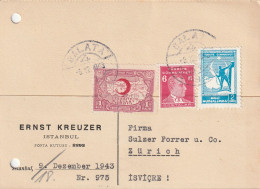 CARTOLINA POSTALE 1943 TURCHIA Fori Archiviazione TIMBRO GALATA (YK2224 - Covers & Documents