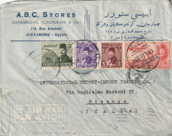 LETTERA EGITTO 1951 2+30+5+10 TIMBRO ALEXANDRIA ARRIVO FIRENZE (YK2024 - Storia Postale