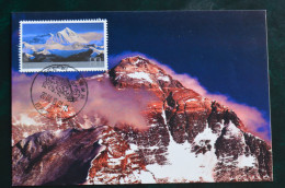 China Everest 2004 Carte Maximum FDC Special Cancel Maxicard Qomolangma Himalaya Tibet Chine - Montagne