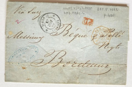 !!!! RÉUNION, COURRIER DE 1869 DE ST DENIS POUR BORDEAUX. VIA LE CANAL DE SUEZ. - Cartas & Documentos