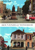 WINDSOR, CASTLE, BERKSHIRE, MULTIPLE VIEWS, ARCHITECTURE, SCULPTURE, CAR, BUS, ENGLAND, UNITED KINGDOM , POSTCARD - Windsor Castle