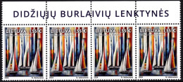 LITHUANIA 2024-06 Sport Regatta: Tall Sailboat Racing. Top Strip Of 4v / Title, MNH - Vela