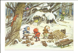 Fritz Baumgarten; Winter Scene; Dwarves, Gnomes, Woodland, Forest - Baumgarten, F.