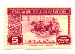 Espagne : Timbre/vignette ‘’Asociacion Benefica De Correos’’ 5 Cts - 1946 - Charity