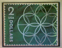 United States, Scott #5700, Used(o), 2022, Floral Geometry, $2, Silver And Green - Used Stamps