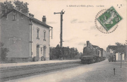 AINAY-le-VIEIL (Cher) - La Gare Avec Train - Voyagé 1913 (2 Scans) - Ainay-le-Vieil