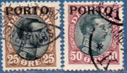 Dammark 1921 25 & 50 ø Postage Due Cancelled 2 Values - Strafport