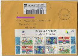 Brazil 2000 Registered Cover From São Miguel Do Oeste To Blumenau 8 Commemorative Stamp Visions Of The 3rd Millennium - Briefe U. Dokumente