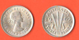 Australia 3 Pence 1962 Australie Queen Elizabeth II° Silver Three Pence - Threepence