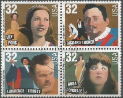 USA 1997 Opera Singers SC.# 3154/57 Cpl 4v Set In Block4 In VFU Condition - Usados