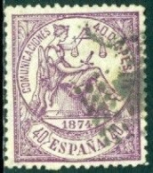 SPAIN 1874 40c VIOLET ALLEGORY OF JUSTICE, USED - Gebruikt