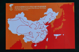 China Beijing 2008 Postal Stationery Olympic Games The Torch Relay Mainland  Road Map Jeux Olympiques Entier Chine - Estate 2008: Pechino