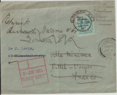 1905 - ENVELOPPE TARIF 1/2 P !! De LONDON => VITTEL (VOSGES) - Storia Postale