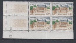 France N° 1390 XX : Sites : Château D'Amboise En Bloc De 4 Coin Daté Du 30 . 5 . 63 : 2 Traits,  Sans Charnière TB - 1960-1969