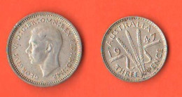 Australie 3 Pence 1947 Australia Silver Coin King Georgius VI° Three Pence - Threepence