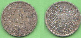 Germany 1/2 Mark 1905 A Deutsche Reich Germania Silver Coin - 1/2 Mark