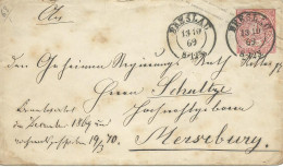 ALLEMAGNE LETTRE 1 GROSCHEN BRESLAU POUR MERSRBURY DE 1869 LETTRE COVER - Postwaardestukken