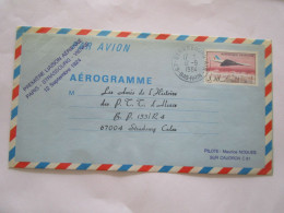 Aerogramme Concorde 3,30f + 0,20 Au Dos 1er Vol Paris Strasbourg Vienne 12/9/1984 - Concorde