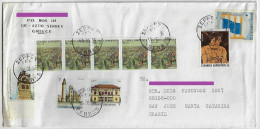 Greece 1996 Cover Sent From Serres To São José Brazil 10 Commemorative Stamp United Nations Label On Back - Lettres & Documents