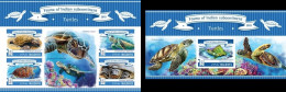 Maldives 2015, Animals, Turtles I, 4val In BF+BF IMPERFORATED - Turtles