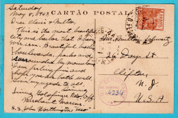 BRAZIL Censored PPC 1943 Rio De Janeiro From S.S. John Worthington To USA - Ship Torpedoed On May 27, 1943 - Storia Postale