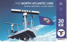 TARJETA DE LAS ISLAS FAROE DE 30 KR DE THE NORTH ATLANTIC LINK (BARCO-SHIP-FEROE) - Faroe Islands