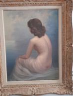 Tableau Peinture Huile Sur Toile Signée De Jean Jannel Intitulé Eliane - Femme Nue - Huiles