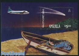 Anguilla 1986 Halleys Comet S/s, Mint NH, Science - Transport - Astronomy - Ships And Boats - Halley's Comet - Astrologia