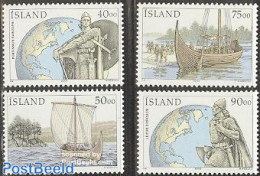 Iceland 2000 Discovery Of America 4v, Mint NH, History - Transport - Various - Explorers - History - Ships And Boats -.. - Unused Stamps