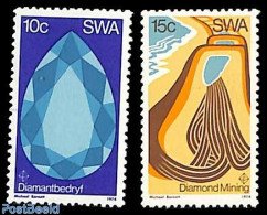 South-West Africa 1974 Diamonds 2v, Mint NH, History - Science - Geology - Mining - Südwestafrika (1923-1990)