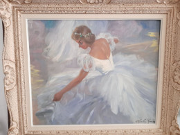 Tableau Peinture Huile Sur Toile Signée De  Charley Garry - Danseuse - Huiles