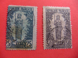 56 CONGO FRANCES (Congo Moyen)1900 - 1904 / FEMME BAKALOIS / YVERT 34 + 37 FU - Gebruikt